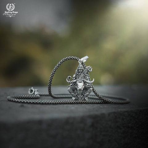 Shivji with Nandi Silver Pendant Chain