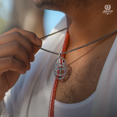 Black Oxidised Trishul Pendant Chain