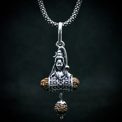 Shiv Damru Rudraksha Pendant with Oxidised Chain