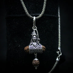 Shiv Damru Rudraksha Pendant with Oxidised Chain